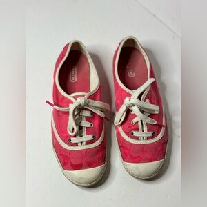 Coach Bellamy Womens Low Top Canvas Lace Up Sneakers Pink Size 7.5B